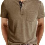 Short Sleeve Henley Fashion Button Shirt with Pocket