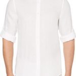Roll Sleeve 100% Linen Button-Down Shirt X-Small to 5X