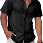 Textured Short Sleeve Linen Hawaiian Shirt
