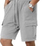 Drawstring Elastic Waist Cotton Sweat Cargo Jogger Shorts