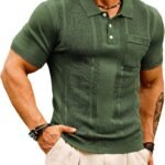 Textured Lightweight Short Sleeve Knit Polo Shirt