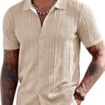 Short Sleeve Knit Button Down Polo Shirt