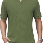 V-Neck Short Sleeve Cotton Polo Shirt